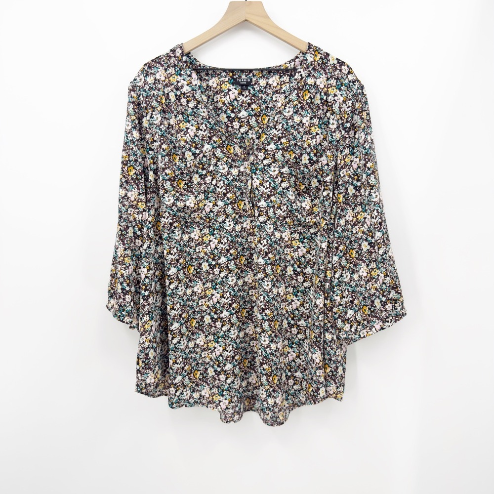 Torrid Harper Blouse Floral Georgette V-Neck 4 Boho Career Cottagecore Romantic